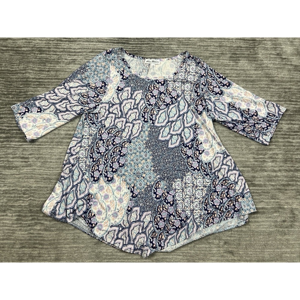 Star Vixen Top Womens 2X‎ Multicolor Floral Polyester Blend Casual